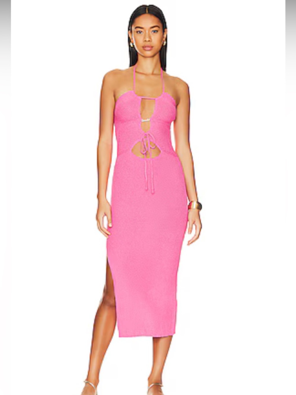 Bananhot Pink Havana Knit Cut Out Midi Dress XS/S